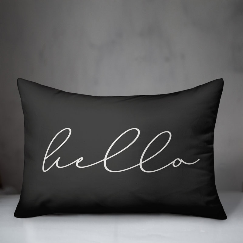 Textual Outdoor Throw Pillow, Charcoal