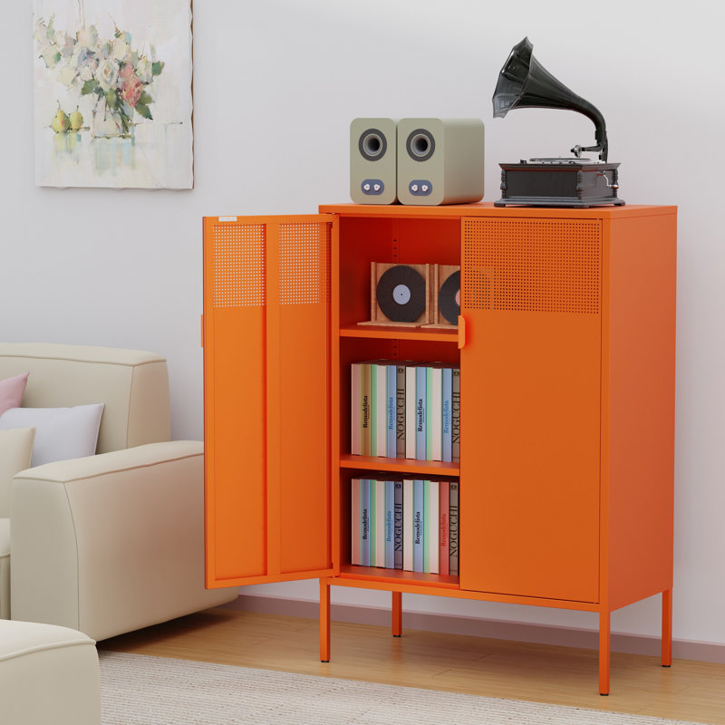 Armoire de rangement à 3 tablettes Leslly, Orange