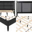 Grand lit plateforme en bois massif avec tête de lit tapissier et poignées en métal, support robuste de 500 lb sans sommier, meubles de chambre de ferme moderne avec espace de rangement-920335315-920335314