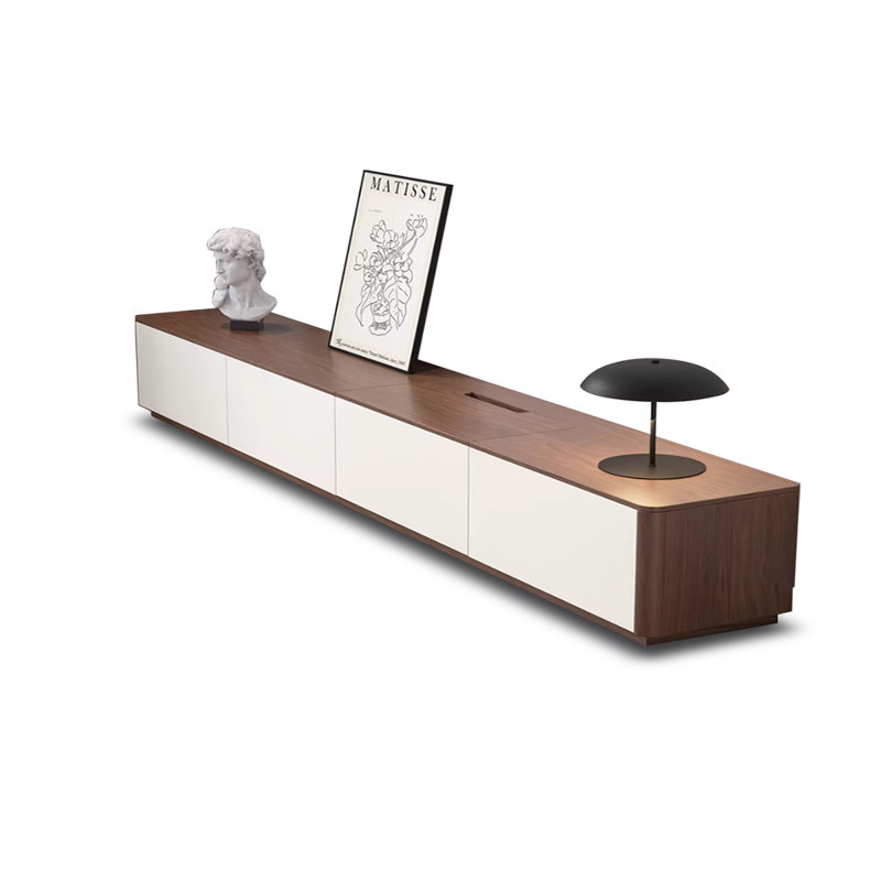 Meuble télé moderne en bois manufacturé brun, Brun