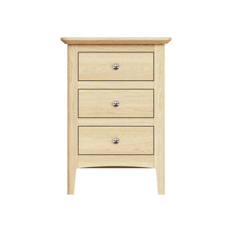 Claiborne Ash 3 Drawer Bedside Table Nightstand Cabinet
