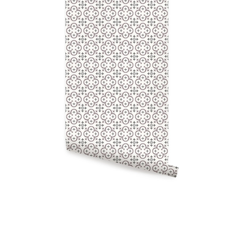 Carreau de papier peint auto-adhésif Clouse Flower, L 18 pi x l 2 pi, Mauve / Gris