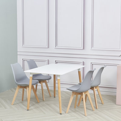 Carol 4 Person Dining Set with 4  Style Beech Legs Chairs