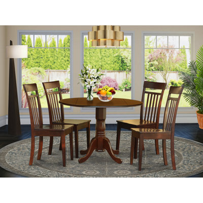 Mahogany Finish Solid Wood Top - Dining Room Set with Dropleaf by Latitude Run