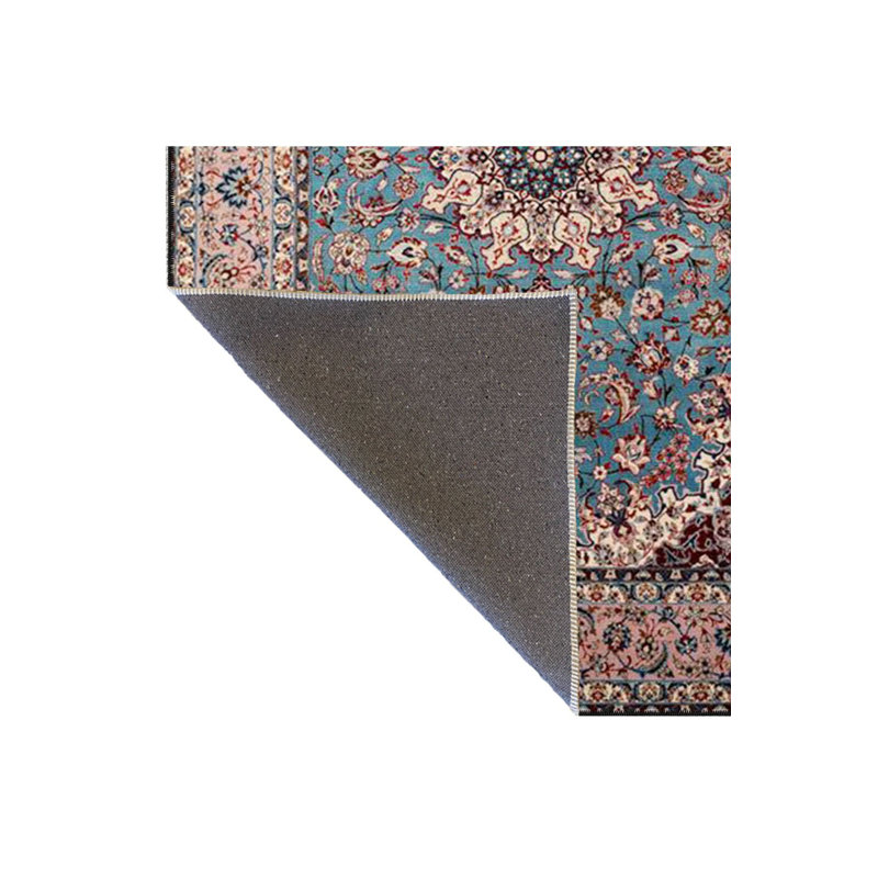 Tapis bleu lavable décoratif traditionnel traditionnel, Sous-tapis carré 3 pi 3 po inclus