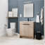 Meuble-lavabo autoportant avec lavabo en céramique blanche et 2 portes d'armoire à fermeture en douceur
