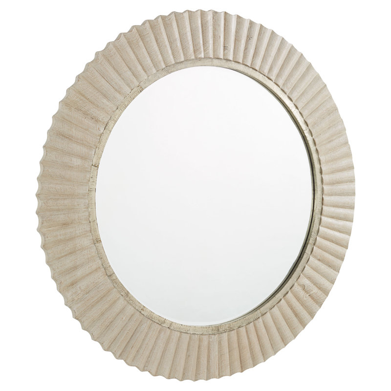 Estriada Round Solid Wood Beveled Mirror