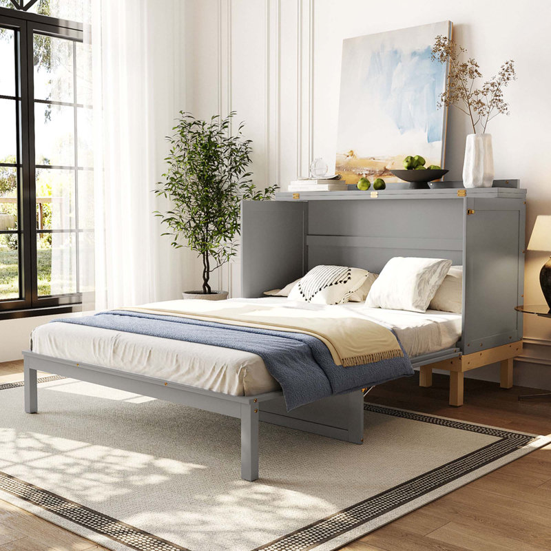 Grand lit escamotable pour chambre à coucher, Gris