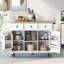 Chariot de cuisine blanc avec rangement pour porte d'armoire et rangement moderne, comptoir rabattable et support en métal-121076842