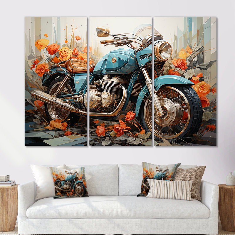 Ensemble de décoration murale géométrique Essence I - Moto, Toile tendue, H 28 po x l 36 po x P 1 po