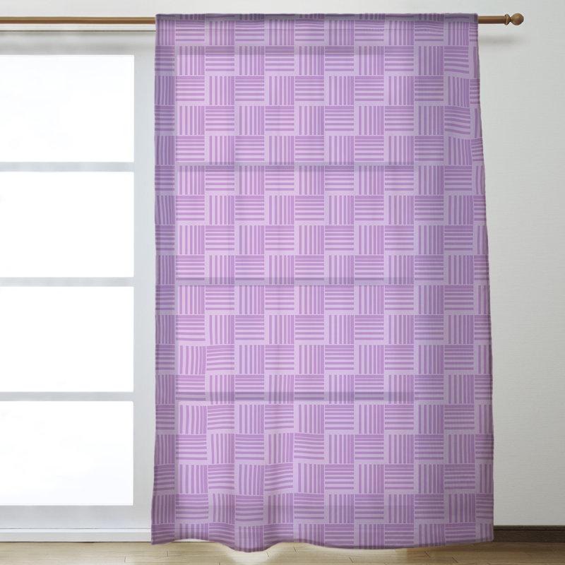 Panneau de rideau simple diaphane avec passe-tringle classique, Violet