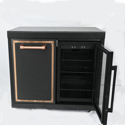 Armoire réfrigérée pour boissons de cuisine extérieure, mini-réfrigérateur encastré en acier inoxydable résistant aux intempéries pour îlot de barbecue de jardin