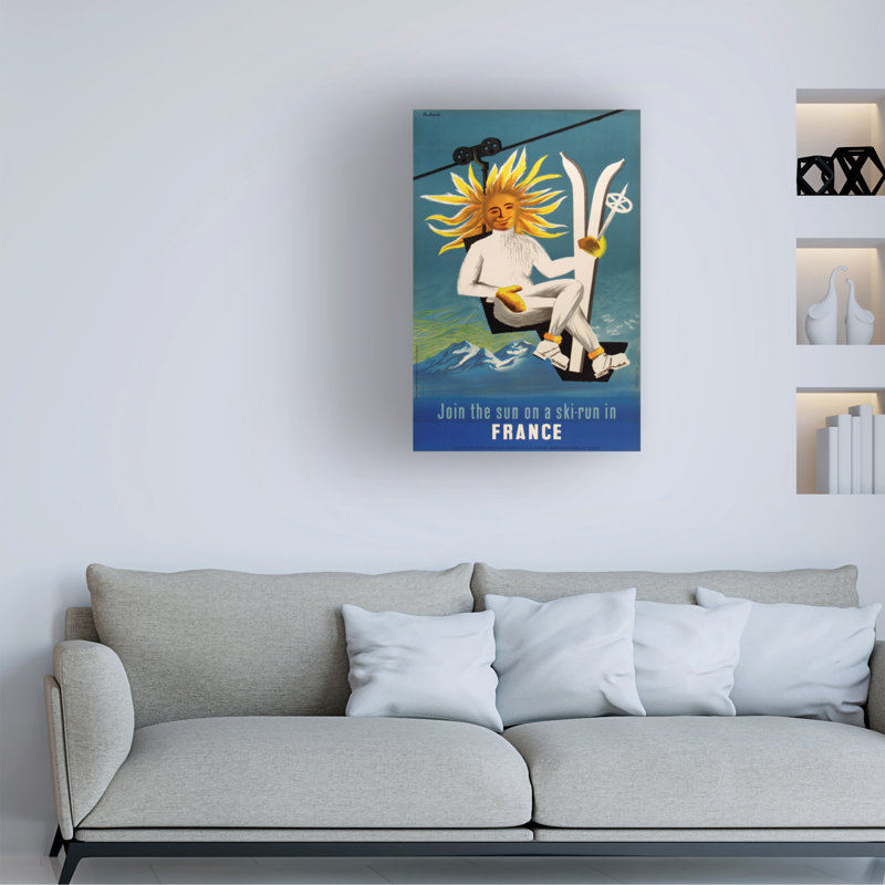 Art sur toile Marcus Jules Ski France, H 19 po x l 12 po