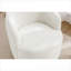 Fauteuil 1 place 25,6 pouces pivotant sur 360 ° avec accoudoirs tonneau en chenille et lin beige-1000696257