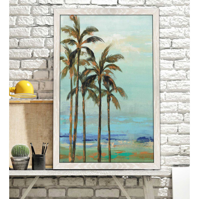 « cuivre palms ii », reproduction de peinture à l’acrylique encadrée, H 51,5 po x l 35,5 po x P 0,75 po