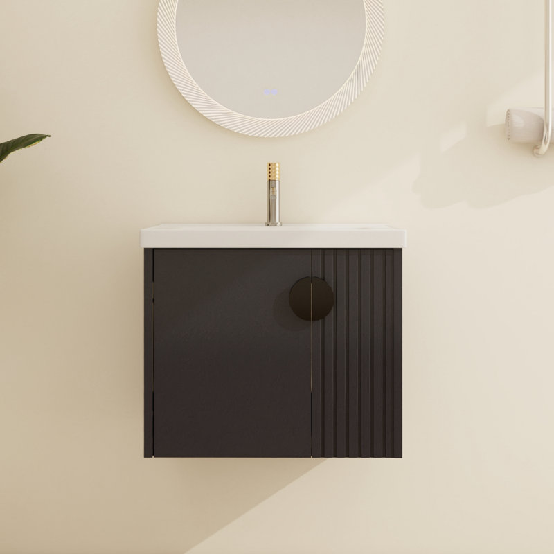 Meuble-lavabo mural simple 24 po Bratislava, Noir, 24"