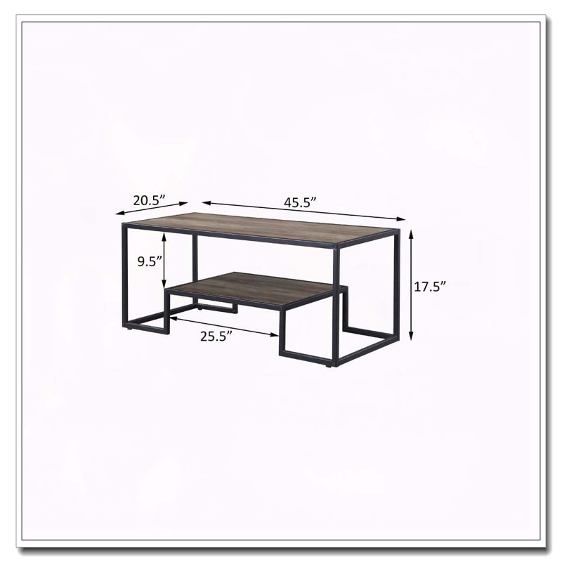 Rustic Oak And Black Coffee Table With Shelf