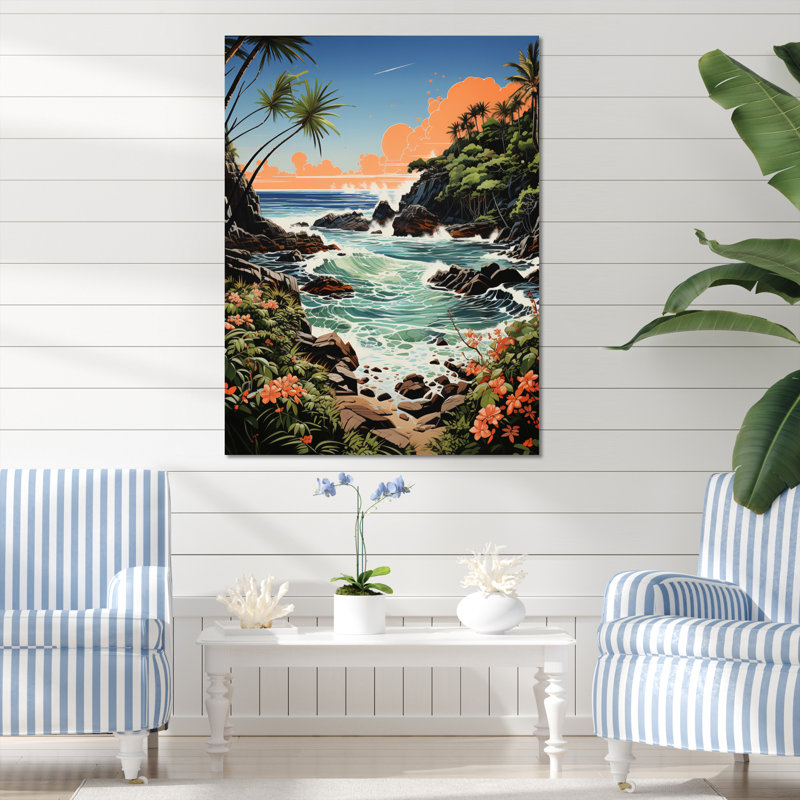 «Bara Coastaltropical Tropical Paradise II», reproduction sur toile, H 44 po x l 34 po x P 1,5 po, Toile tendue