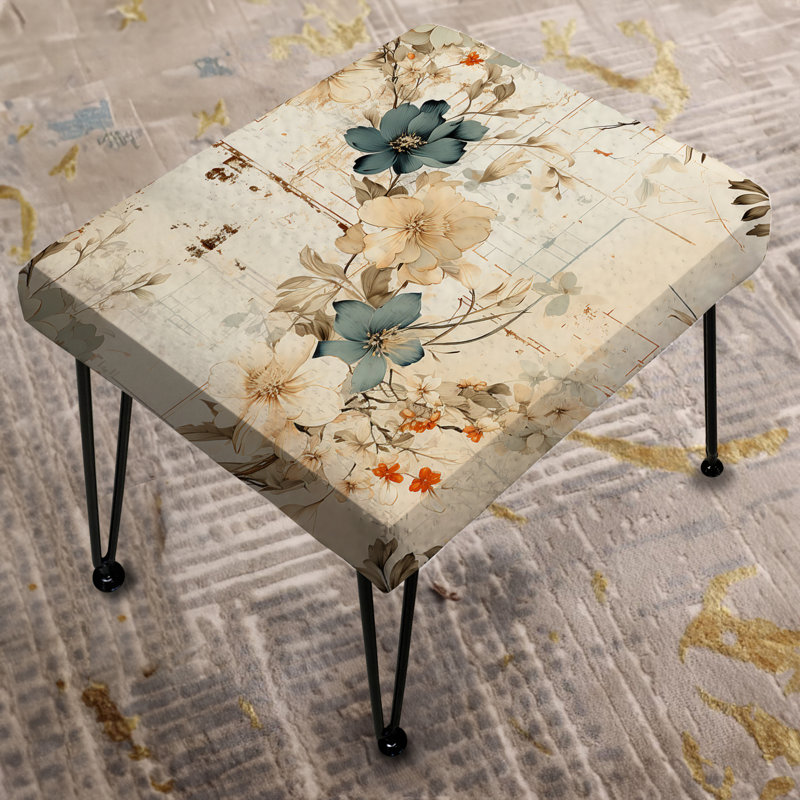 Repose-pieds beige rectangulaire Country House Flower Harmony III - Patchwork