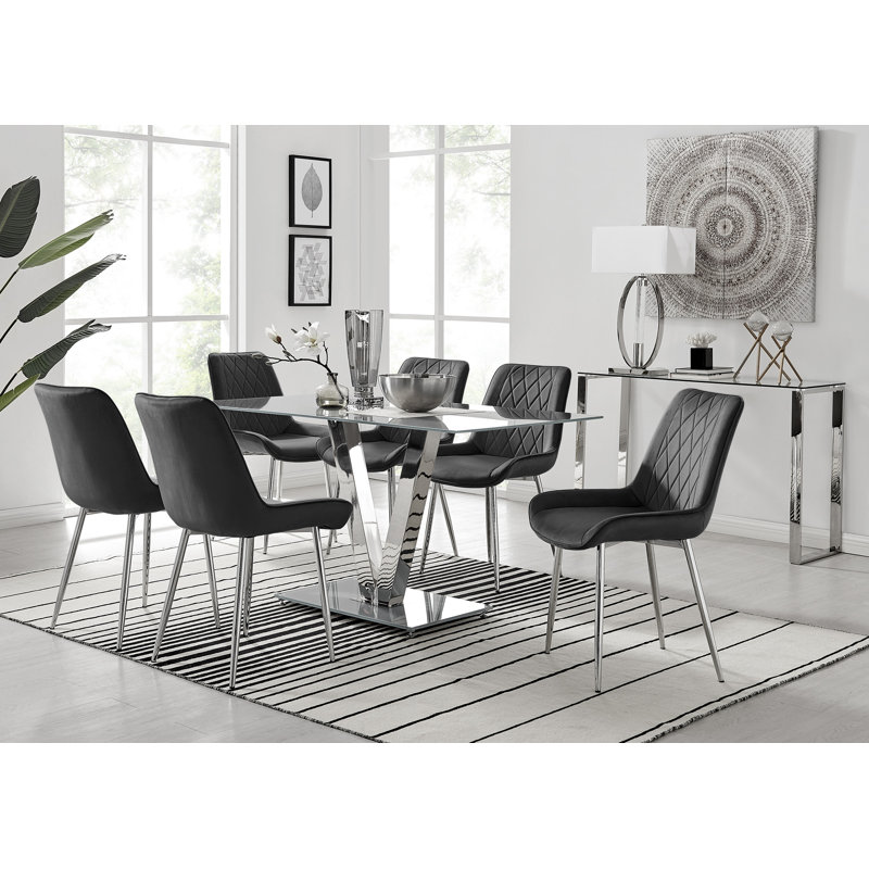 Scottsmoor 6 - Person Dining Set, Gray/Silver, Gray, Black/Silver