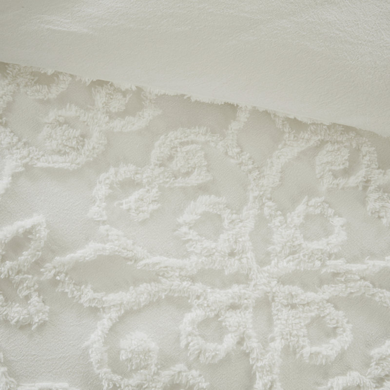 Amber Floral Medallion Full/Queen Cotton Chenille Duvet Cover Set