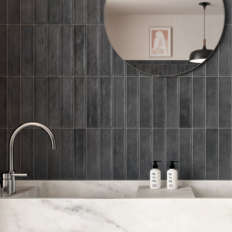 Tavira 2.95 In. X 11.81 In. Satin Ceramic Subway Wall Tile, Polvo Pink