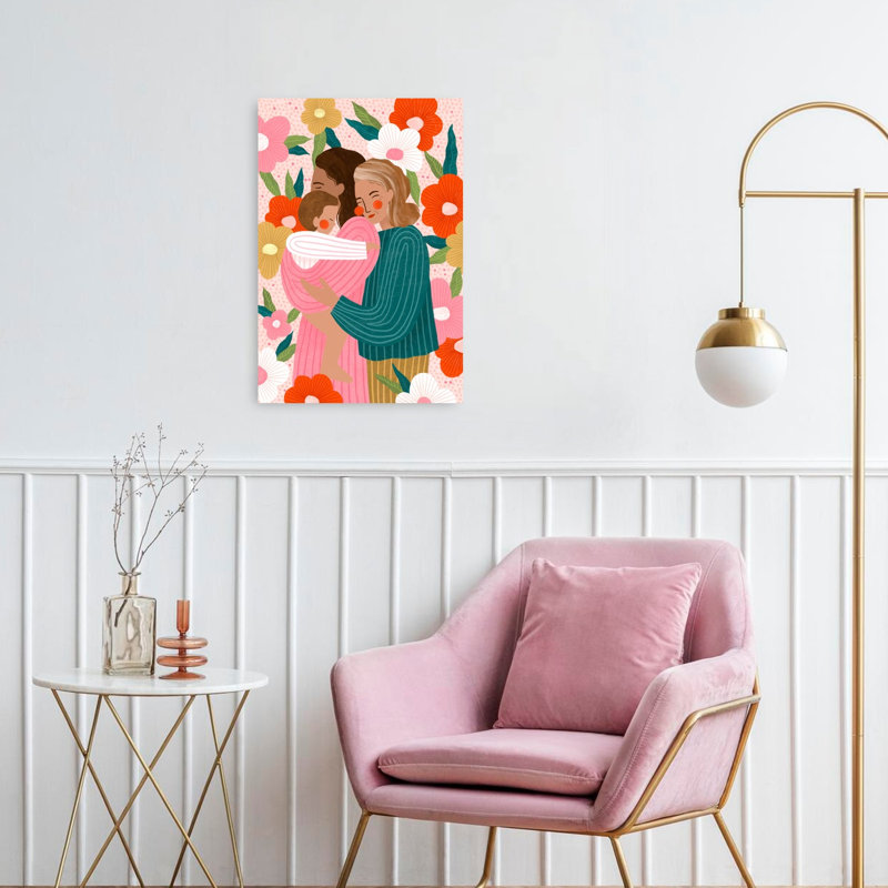 Three Generations Of Motherhood Abstract Contemporary Portrait Wall Art Print by Bea Muller - Wrapped Canvas Print