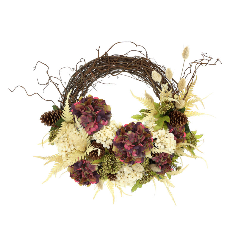 23" Queen Anne's Lace and Fern Wreath, Burgundy