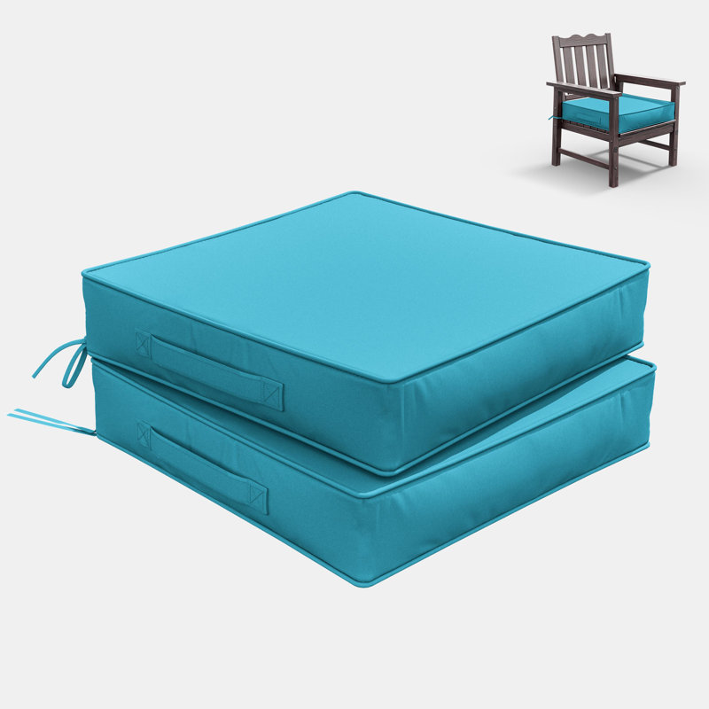 Outdoor 5” Seat Cushions And 24”X24” Outdoor Cushions Dining Seat Cushions , Lake Blue