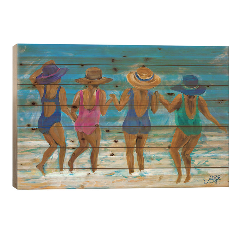 Mesdames sur la plage I, H 26 po x l 40 po x P 1,5 po