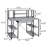 Grey And Black Office Desk With Open Shelves And Hutch-863056524
