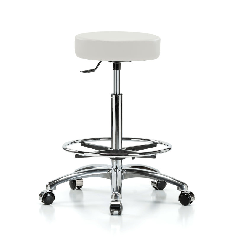 Tabouret pivotant à un levier avec anneau de pied PERCH | Hauteur du banc élevé: 24 à 34 po, Vinyl blanc Adobe