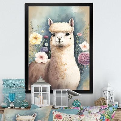 «Flower Alpaca Watercolor V», reproduction sur toile
