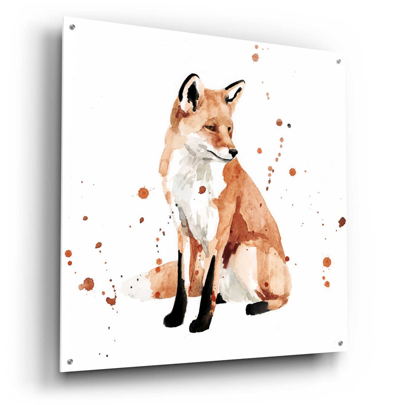 «Watercolor Fox II» par Victoria Barnes - peinture sans cadre, H 36 po x l 36 po x P 0,2 po