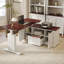 Ashantey 60" L-Shaped Executive Electric Standing Desk with Fluted Roman Legs, Privacy Modesty Panel and Wire-125361230