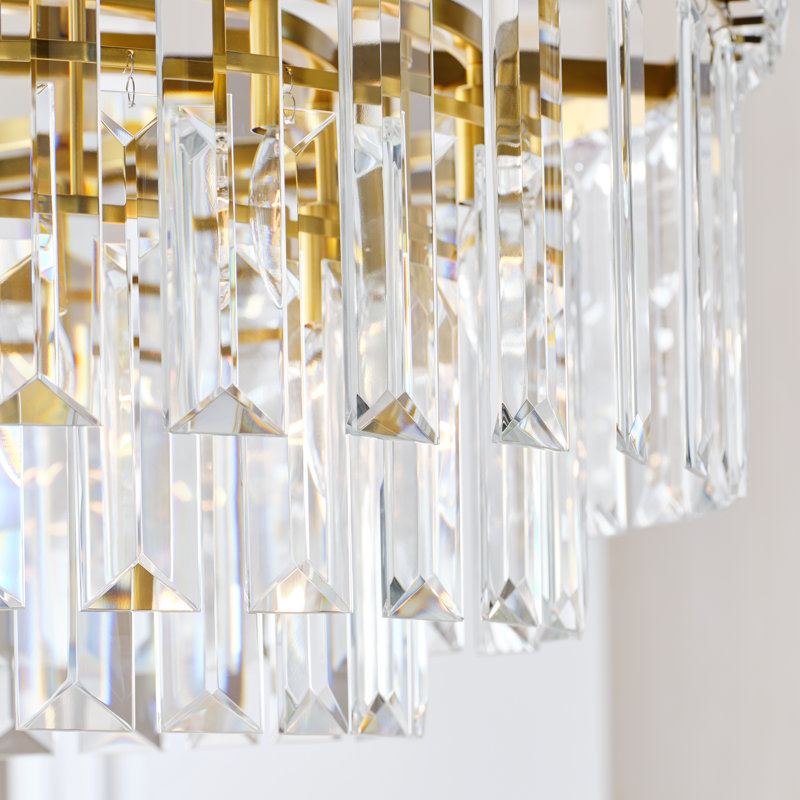 Arden Chandelier, Burnished Brass, 18.75" H x 32.88" W x 32.88" D