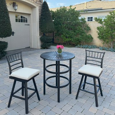 Aluminum 3-Piece Patio Bar Set with 30'' Round Counter Height Bar Table