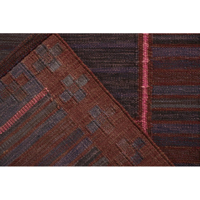 Scandinavian Hand Knotted Wool Geometric Area Rug, Rectangle 10' x 14'