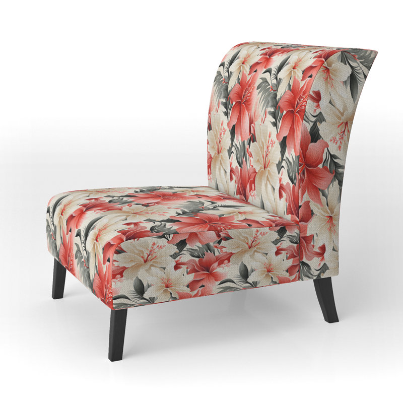 Fauteuil de chambre rembourré de style tropical délicat avec motif tropical délicat et motif de feuilles tropicales