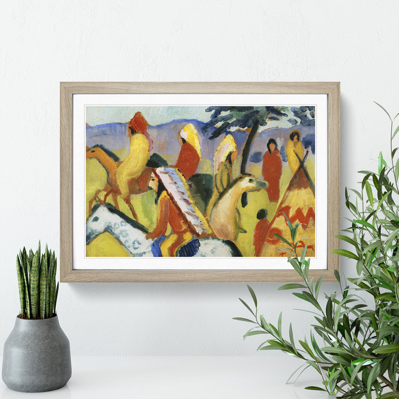 Indians on Horseback by August Macke - Picture Frame Painting, Oak Framed, 36cm H x 48cm W x 2cm D