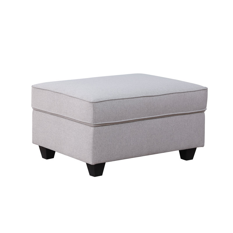 125" Wide Modular Sofa with Ottoman, Linen, Light Gray