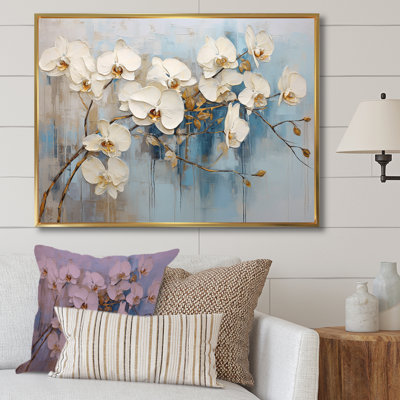 Élégance florale beige et or sur toile