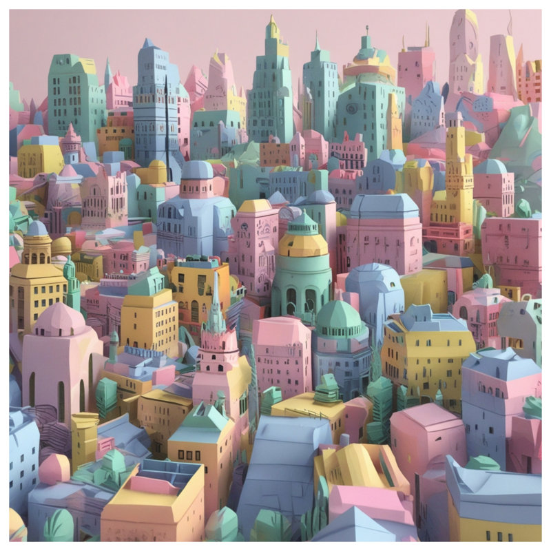 Édredon Pastel Cityscape Buildings, Très grand lit