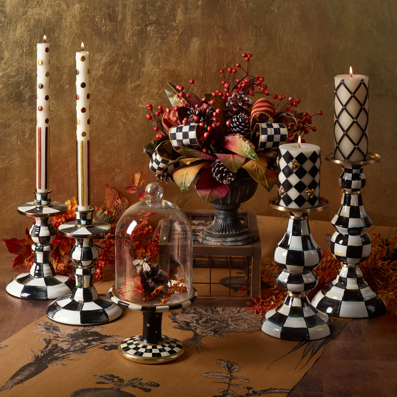 Courtly Check Small Enamel Candlestick