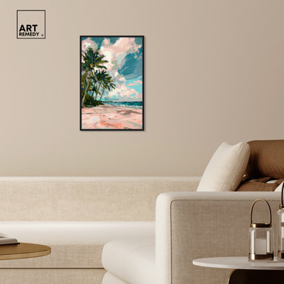 Art Remedy, paumes sous le soleil, cadre côtier coloré 57714