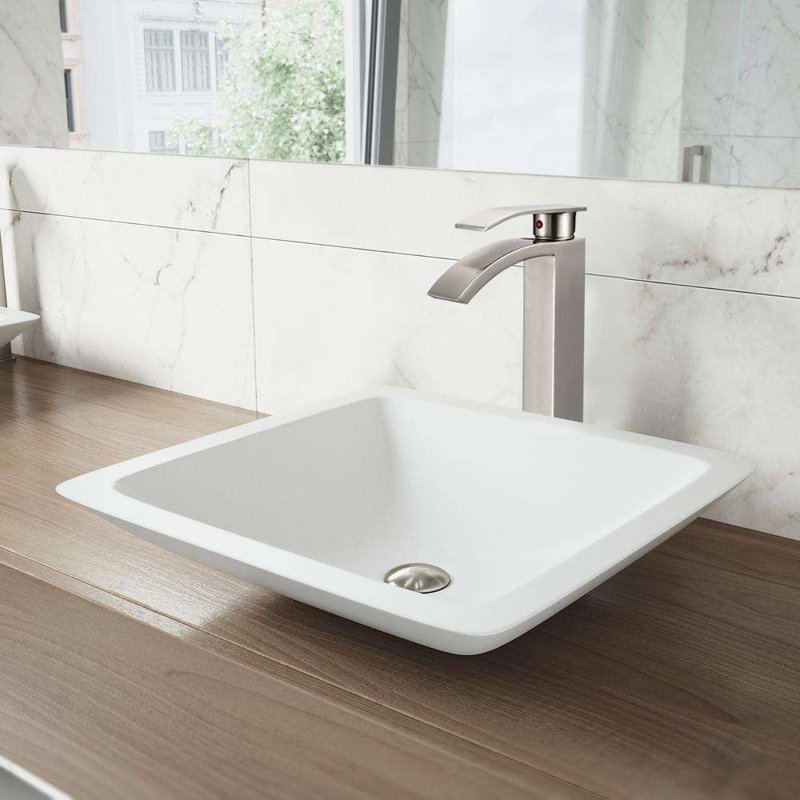 Robinet pour lavabo haut monotrou Genoa de BathSelect - finition nickel brossé, fabrication en laiton massif, cartouche en céramique