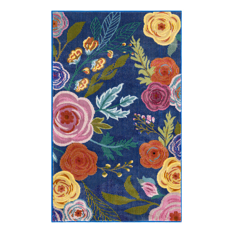 Tapis bleu marine / rouge Clydie, Rectangulaire 2 pi x 3 pi