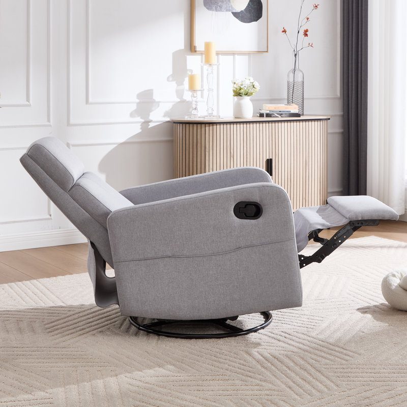 Fauteuil inclinable, berçant et oscillant Marcisha, Tissu gris pâle