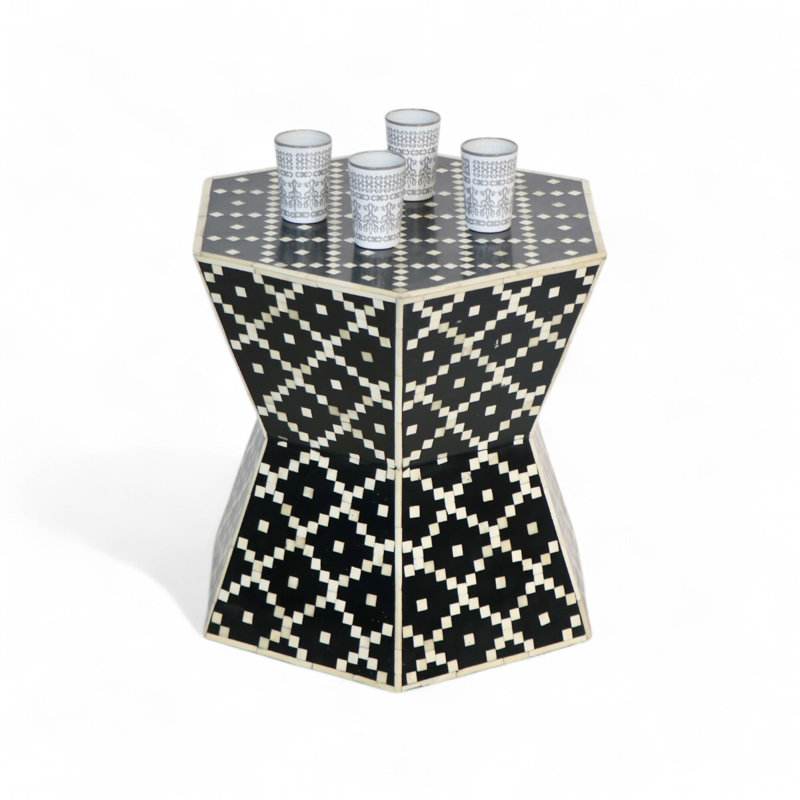 Black Bone Inlay Hexagon Table