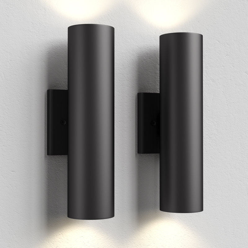 12''H Black Aluminum Dimmable LED Wall Sconces, Black , 12" H x 4" W x 4.33" D